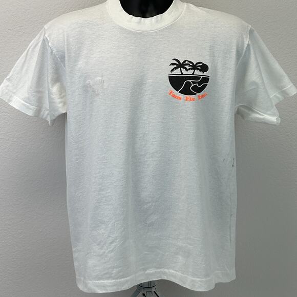 Vintage 90s Tans Etc Inc T Shirt Tanning Made in USA White Graphic Tee L Large - Picture 2 of 11